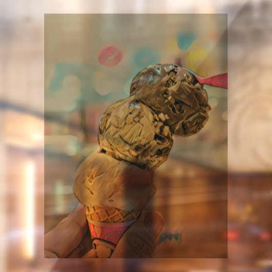 Ice cream birthday gift raamsticker (Vel 2)