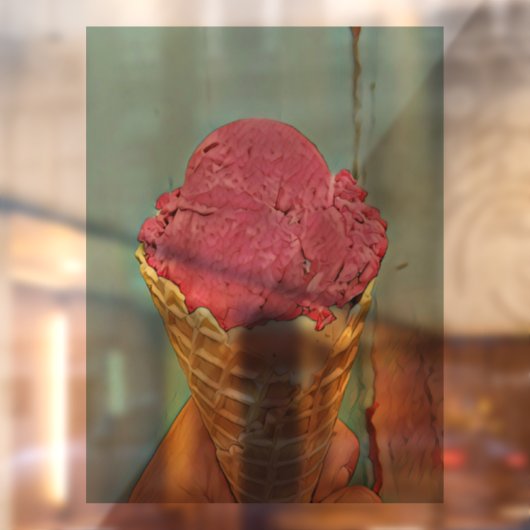 Ice cream birthday gift raamsticker (Vel 2)