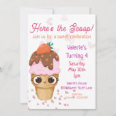 Ice Cream Birthday Invitation, 4e verjaardag Kaart (Voorkant)