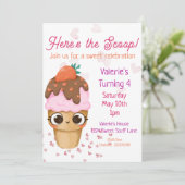 Ice Cream Birthday Invitation, 4e verjaardag Kaart (Staand voorkant)