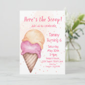 Ice Cream Birthday Invitation, 6e verjaardag Kaart (Staand voorkant)