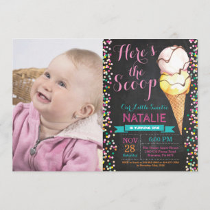 Ice Cream Birthday Invitation Summer Chalkboard Kaart