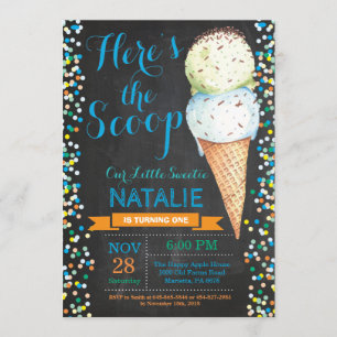Ice Cream Birthday Invitation Summer Chalkboard Kaart