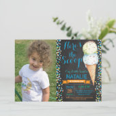 Ice Cream Birthday Invitation Summer Chalkboard Kaart (Staand voorkant)