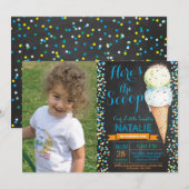 Ice Cream Birthday Invitation Summer Chalkboard Kaart (Voorkant / Achterkant)