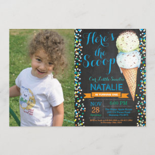 Ice Cream Birthday Invitation Summer Chalkboard Kaart