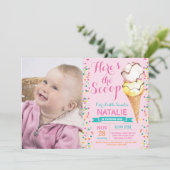 Ice Cream Birthday Invitation Summer Kaart (Staand voorkant)