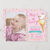 Ice Cream Birthday Invitation Summer Kaart (Voorkant / Achterkant)