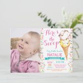 Ice Cream Birthday Invitation Summer Kaart (Staand voorkant)