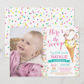 Ice Cream Birthday Invitation Summer Kaart (Voorkant / Achterkant)