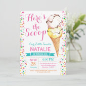Ice Cream Birthday Invitation Summer Kaart (Staand voorkant)