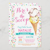 Ice Cream Birthday Invitation Summer Kaart (Voorkant / Achterkant)
