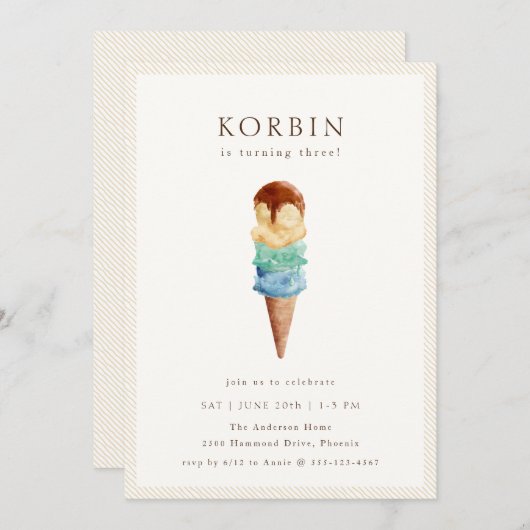 Ice Cream Birthday Kaart (Voorkant / Achterkant)