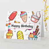 Ice Cream Birthday-kaart Kaart (Gele Bloem)