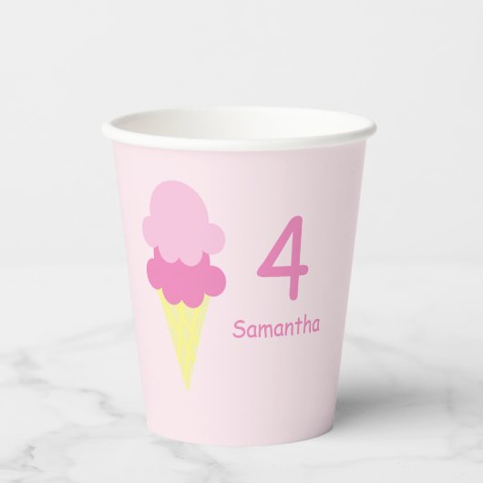 Ice Cream Birthday Papieren Bekers (Voorkant)
