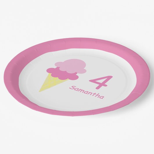 Ice Cream Birthday Papieren Bordje (Gekanteld)