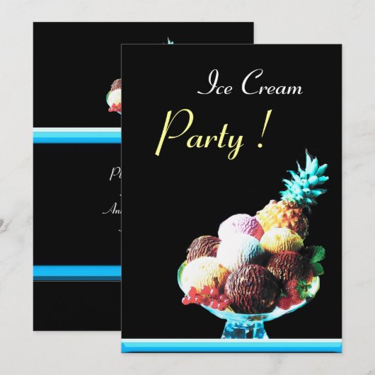 ICE CREAM BIRTHDAY PARTY 2 KAART (Voorkant / Achterkant)