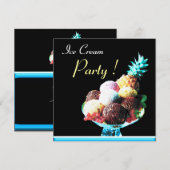 ICE CREAM BIRTHDAY PARTY 2 KAART (Voorkant / Achterkant)