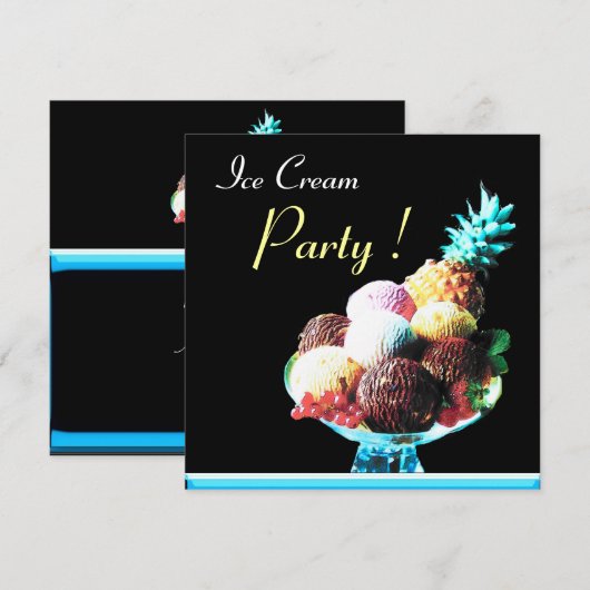 ICE CREAM BIRTHDAY PARTY 2 KAART (Voorkant / Achterkant)