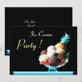 ICE CREAM BIRTHDAY PARTY 2 KAART (Voorkant / Achterkant)