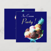 ICE CREAM BIRTHDAY PARTY, blauw Kaart (Voorkant / Achterkant)