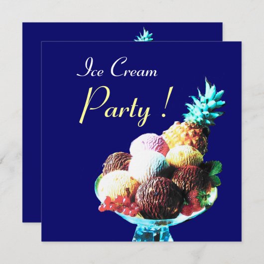 ICE CREAM BIRTHDAY PARTY, blauw Kaart (Voorkant / Achterkant)