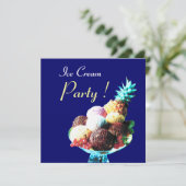 ICE CREAM BIRTHDAY PARTY, blauw Kaart (Staand voorkant)