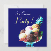 ICE CREAM BIRTHDAY PARTY, blauw Kaart (Voorkant)
