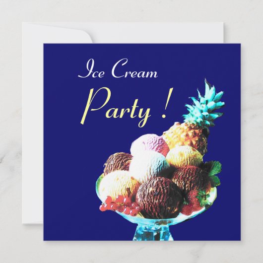 ICE CREAM BIRTHDAY PARTY, blauw Kaart (Voorkant)