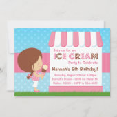 Ice Cream Birthday Party Brown Hair Kaart (Voorkant)