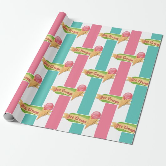 Ice Cream Birthday Party Cadeaupapier (Uitgerold)