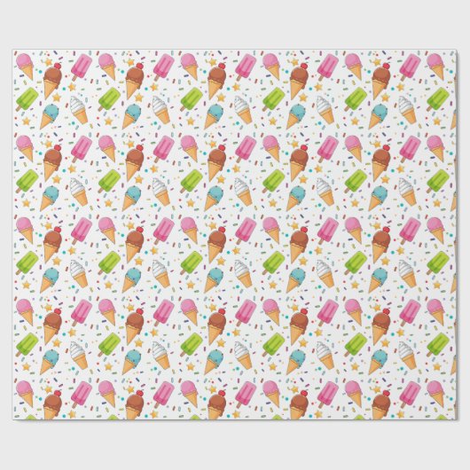 Ice Cream Birthday Party Cadeaupapier (Vlak)