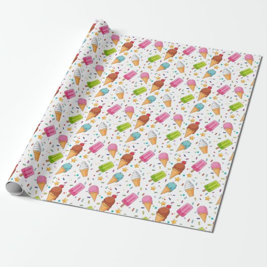 Ice Cream Birthday Party Cadeaupapier (Uitgerold)