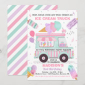 Ice Cream Birthday Party Drive beroemd gemaakt doo Kaart (Voorkant / Achterkant)