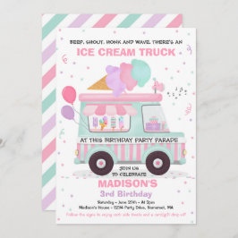 Ice Cream Birthday Party drive by Birthday Parade Kaart