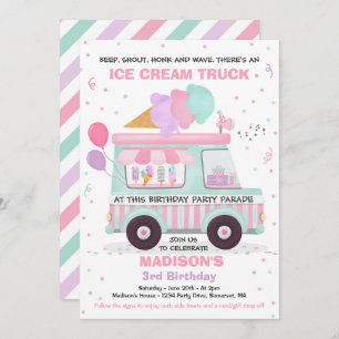 Ice Cream Birthday Party drive by Birthday Parade Kaart