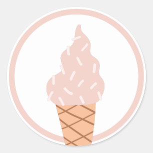 Ice Cream Birthday Party Favor Ronde Sticker