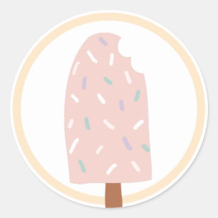 Ice Cream Birthday Party Favor Ronde Sticker