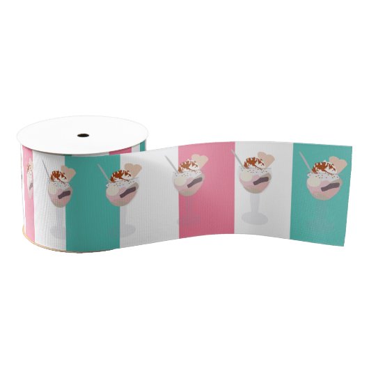 Ice Cream Birthday Party gepersonaliseerd Grosgrain Lint (Spoel)