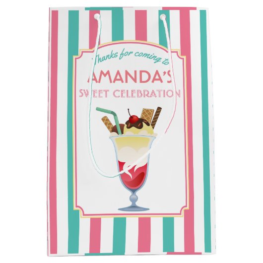 Ice Cream Birthday Party gepersonaliseerd Medium Cadeauzakje (Voorkant)