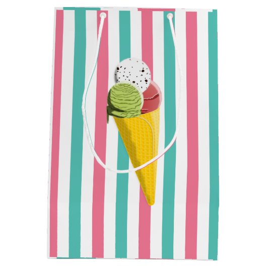 Ice Cream Birthday Party gepersonaliseerd Medium Cadeauzakje (Achterkant)