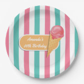 Ice Cream Birthday Party gepersonaliseerd Papieren Bordje (Voorkant)