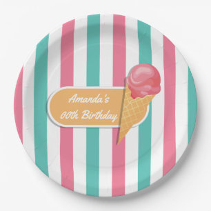 Ice Cream Birthday Party gepersonaliseerd Papieren Bordje