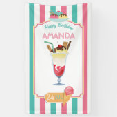 Ice Cream Birthday Party gepersonaliseerd Spandoek (Verticaal)
