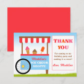 Ice Cream Birthday Party Hartelijk dank Kaart (Voorkant / Achterkant)