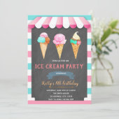 Ice Cream BIRTHDAY PARTY INVITATIE KAART (Staand voorkant)