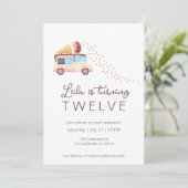 Ice Cream Birthday Party Invitation Aankondiging (Staand voorkant)