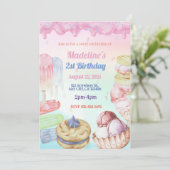Ice Cream Birthday Party Invitation Feestdagenkaart (Staand voorkant)