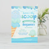 Ice Cream Birthday Party Invitation Kaart (Staand voorkant)