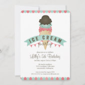 Ice Cream Birthday Party Invitation Kaart (Voorkant)